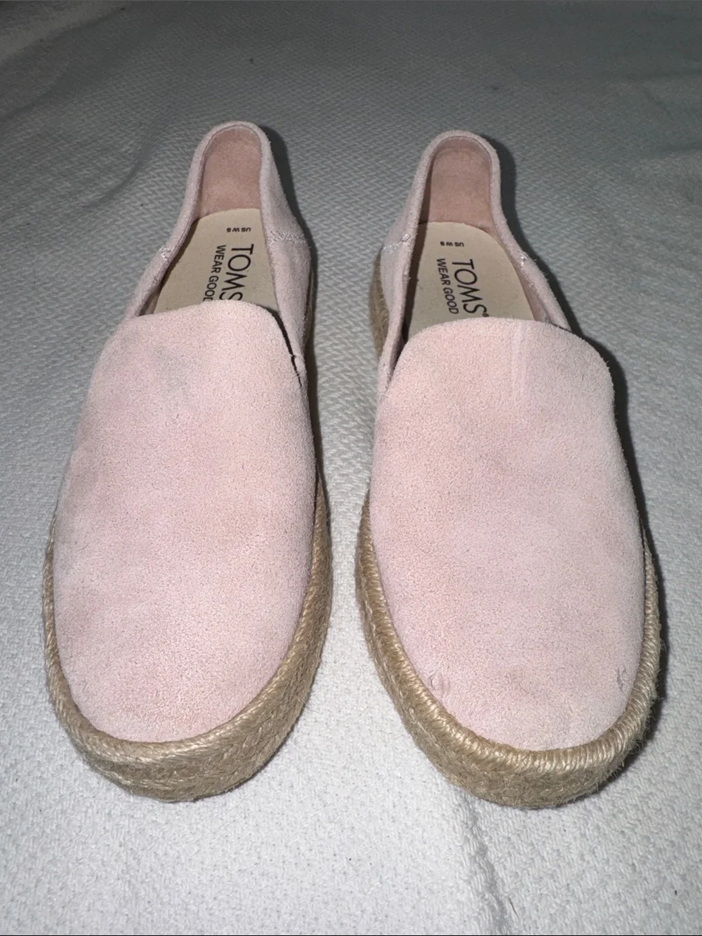 Toms Women's Light Pink Suede Espadrille Slip-Ons